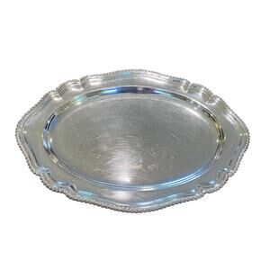 Large Vintage Silver Plated Oval Platter, England, 19 by 14 Inches